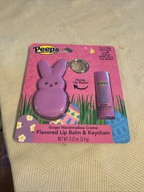 Grape Marshmallow Creme Flavored Lip Balm & Keychain - Purple